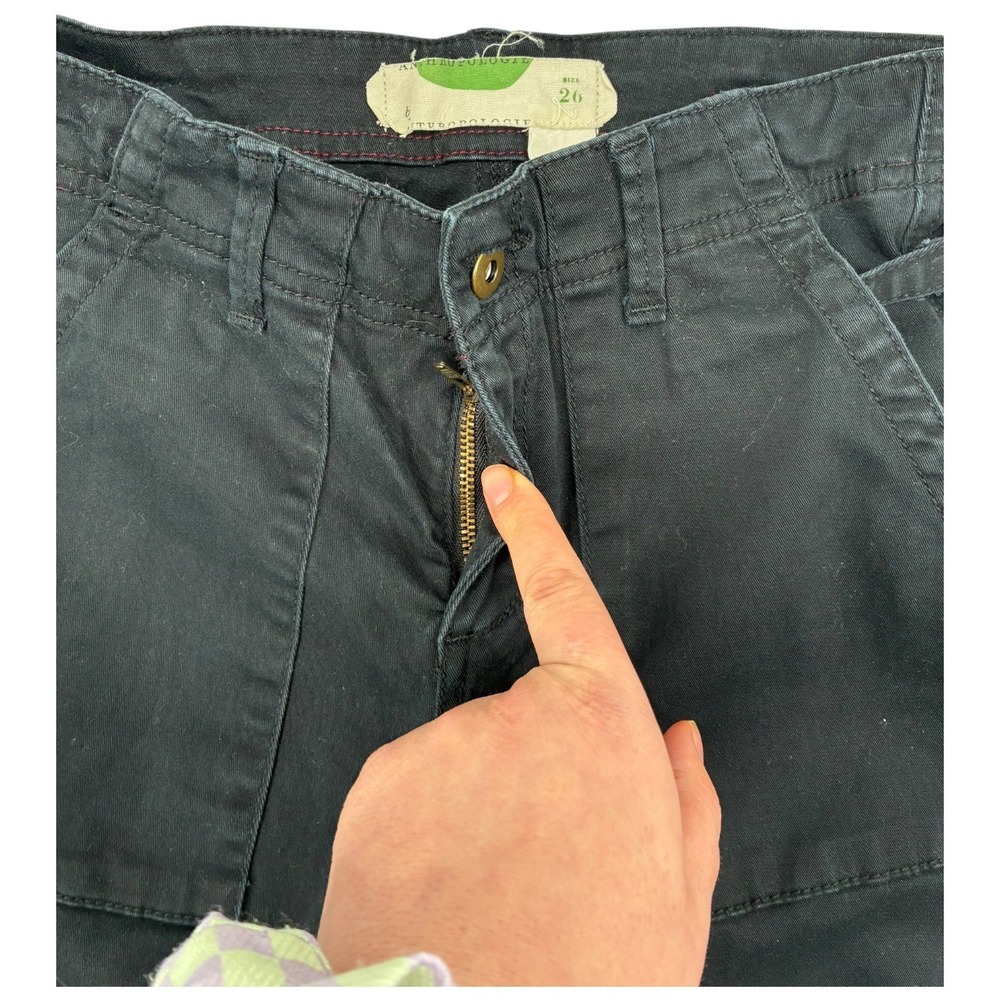 Anthropologie/Anthro Black‎ Utility Skinny Pants Cinch Tab Waist Pockets 26 - Picture 3 of 7
